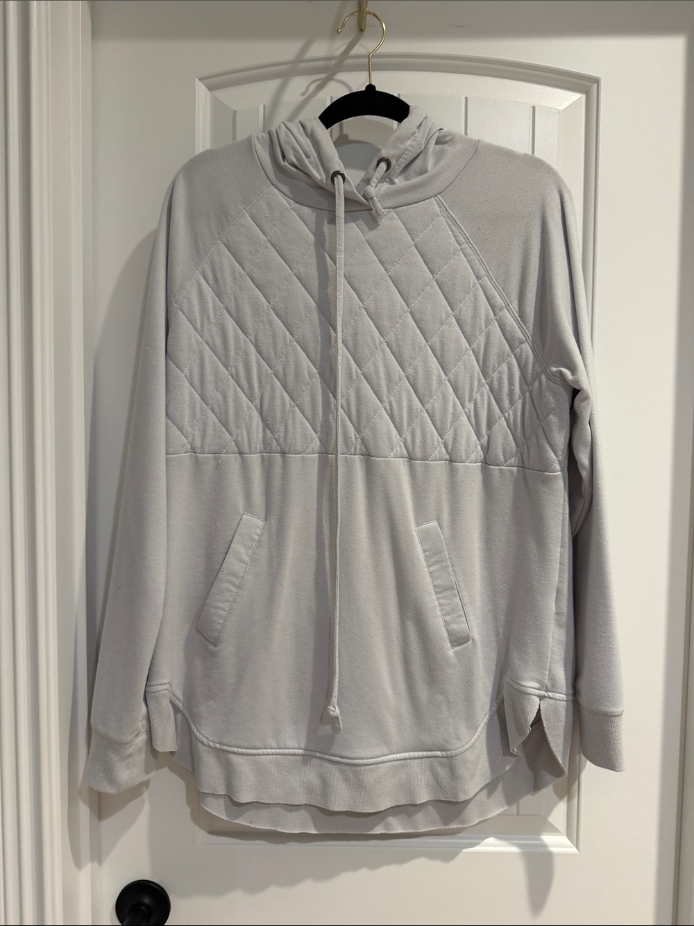 Maurices Light Gray Quilted Zip-Up Hoodie